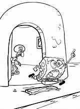 Squidward Coloring Spongebob sketch template