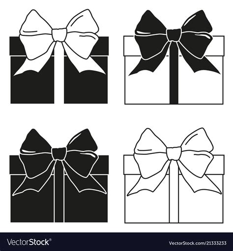 black  white gift box silhouette set royalty  vector