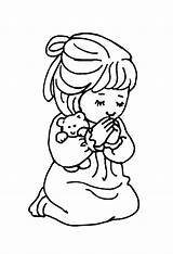 Praying Girl Coloring Little Pages Children Child Bible Drawing Clipart Christian Kids Young Prayer Printable Sheets Preschool School Sunday Girls sketch template