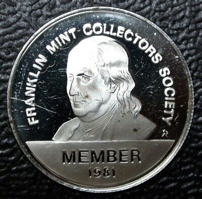 franklin mint collectors society member  sterling silver medal mm  ebay