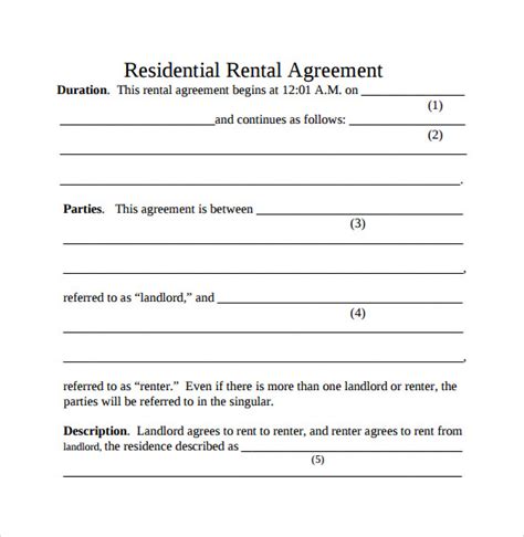 simple rental agreement templates   ms word