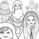 Coloring Doll Matryoshka Book Russian Dolls Pages Freebie Template Printable Nesting Indian Ethnic sketch template