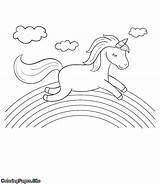 Unicorn Coloring Pages Rainbow Running Color Over Kids Print Unicorns Online Drawing Close Coloringpages Site sketch template