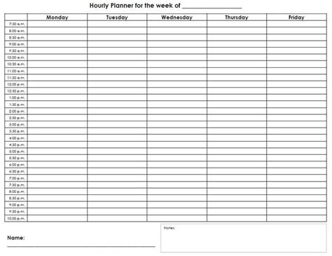 hourlyplannerjpg  hourly planner weekly hourly planner