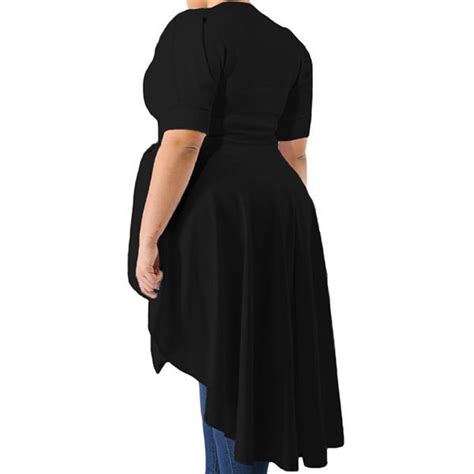 Hualong Black Short Sleeve Tie Front Womens Plus Size Tops