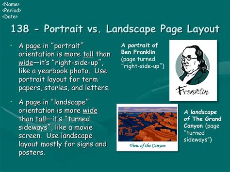 portrait  landscape page layout powerpoint