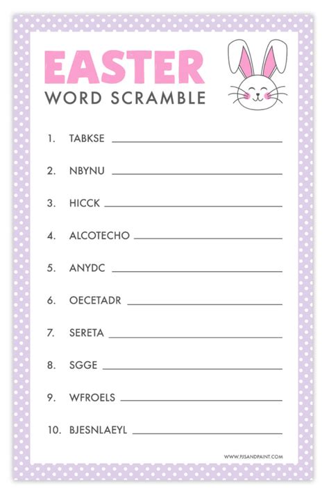 easter word scramble  printable easter games  activities