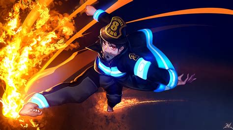 fire force shinra kusakabe fire on side hd anime wallpapers hd