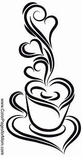 Coffee Coloring Pages Printable Stencils Stencil Cup Wood Burning Mug Silhouette Pattern Color Patterns Crafts Templates Use Svg Designs Adult sketch template