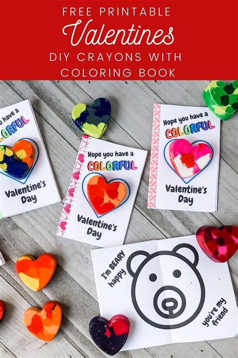 printable classroom valentine card  diy heart crayon tutorial