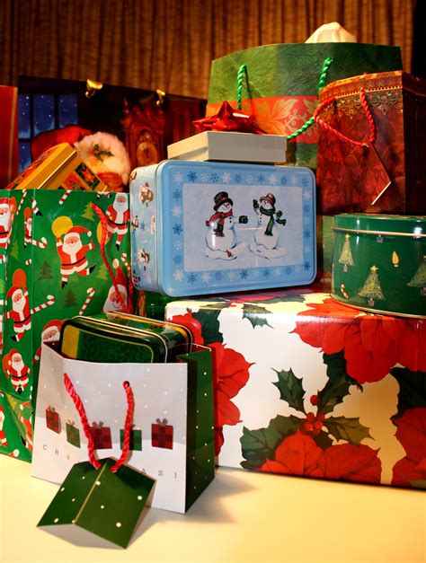 christmas gift packages picture  photograph  public domain