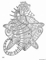 Seahorse Adults Mandala Coloriage Zentangle Mindfulness Kleurplaten Ausmalbilder Coloringbay Drukuj sketch template