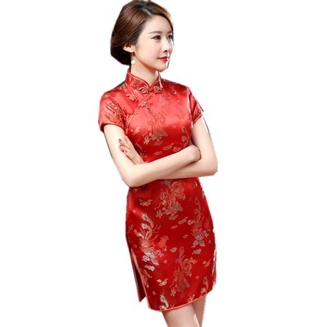 buy red chinese traditional cheongsam dress women s