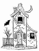 House Coloring Spooky Halloween Pages Kids Purplekittyyarns Oct12 sketch template