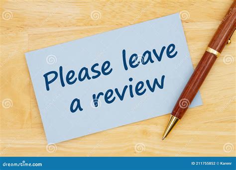 leave  review message  blue paper index card   stock photo image  words