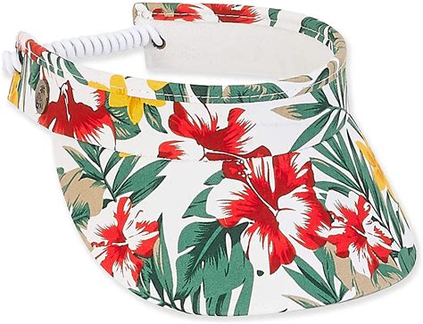 caribbean joe womens tropical floral visor one size white