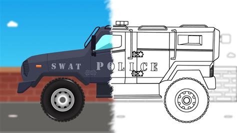 police swat coloring book police vehicle learn colors  kids