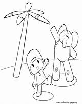 Coloring Pocoyo Elly Beach Pages Colouring Popular sketch template