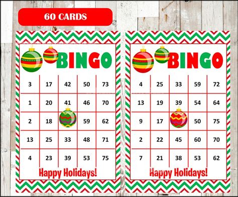 christmas bingo cards  numbers printable bingo cards
