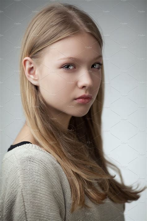beautiful teen girl portrait stock photo