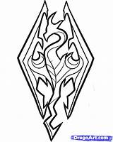 Skyrim Logo Drawing Draw Tattoo Game Clipart Dragon Step Gucci Simple Outline Logos Elder Scrolls Cool Coloring Drawings Dragoart Easy sketch template