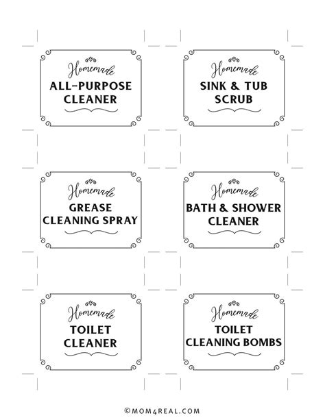 printable labels  homemade cleaners mom  real