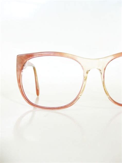 Pearl Oversized Eyeglasses Vintage 1970s Peach Pearlescent