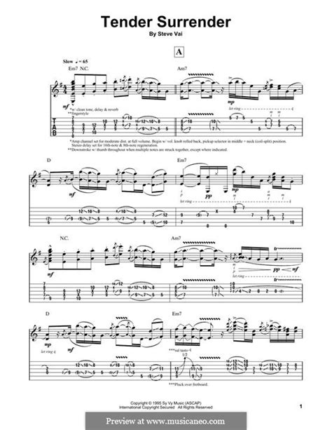 tender surrender by s vai sheet music on musicaneo