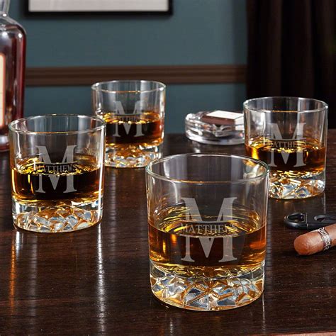 Oakmont Personalized Fairbanks Whiskey Glasses Set Of 4 Personalized