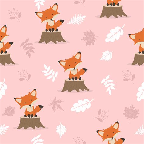 cute fox  leaves decoration pattern  vector art  vecteezy