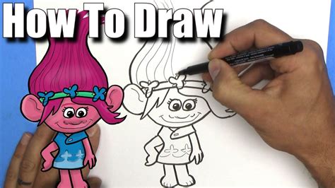 draw poppy   trolls  easy step  step youtube