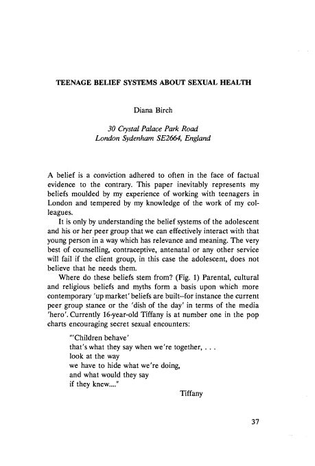 teenage belief systems about sexual health international