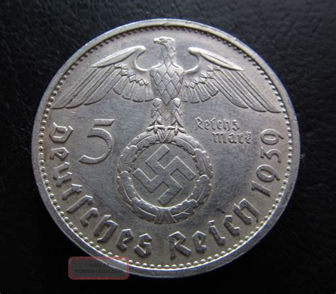 reichsmark   km  rare silver nazi coin  fine