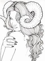 Coloring Demon Girl Pages Fantasy Drawing Deviantart Adult Printable Foux Tattoo Adults Face Line Drawings Colouring Sketches Book Demons Color sketch template