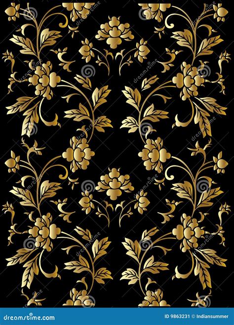 golden floral pattern stock vector illustration  flower