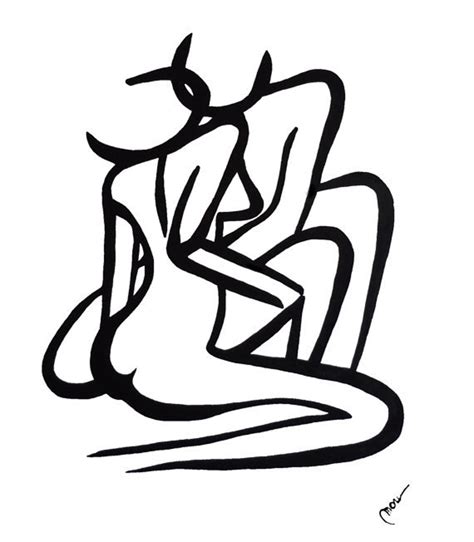 Abstract Nud Woman And Man Black And White Original