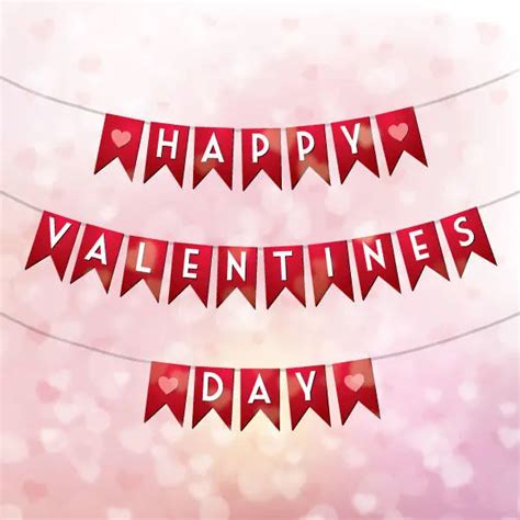 happy valentines day bunting banner template vector