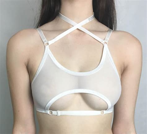 women s open cup bralette white see through lingerie