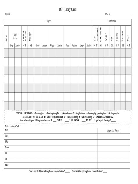dbt diary card fill  sign printable template   legal forms