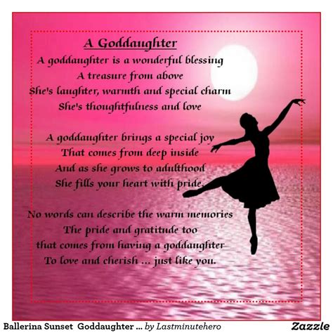 ballerina sunset goddaughter poem magnet ballet daughter poems daughter of god