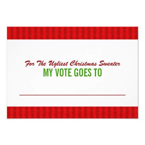 ugly christmas sweater voting ballot card    invitation card