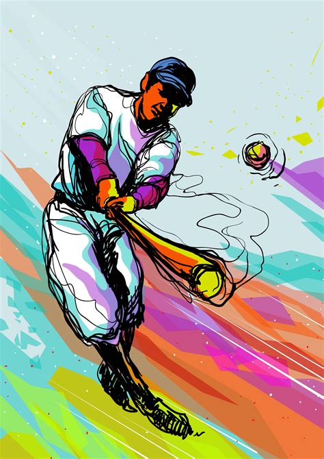 colorful abstract baseball player  vector art  vecteezy