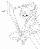 Kirito Coloring Lineart Dibujos Anime Dessins Charakter Getcolorings Senpai Ricar Crayon Animés épée Banals Ausmalen Onlin sketch template