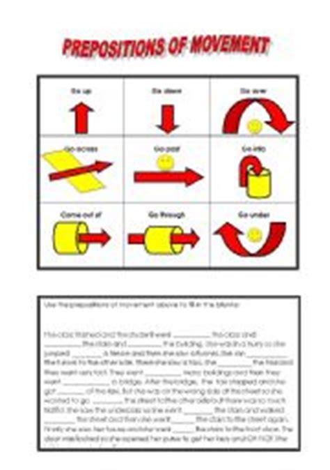 prepositions  movement worksheets