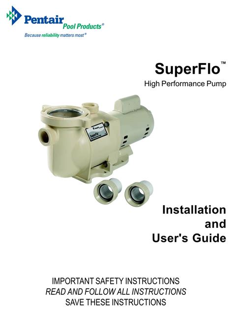 pentair pump installation  user manual   manualslib