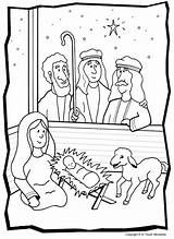 Coloring Pages Nativity Christmas Kids Jesus Baby Sunday Printable Sheet Manger Shepherds Visit Joseph Scene sketch template