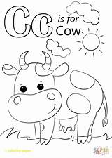 Letter Coloring Cow Pages Printable Preschool Alphabet Color Crafts Letters Toddlers Worksheets Colouring Print Farm Supercoloring Toddler Activities Preschoolers Theme sketch template