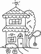 House Coloring Clipart Clip Outline Story Two Drawing Line Houses Yard Website Book Lake Cliparts Contact Animation Cute Transparent Clipground sketch template