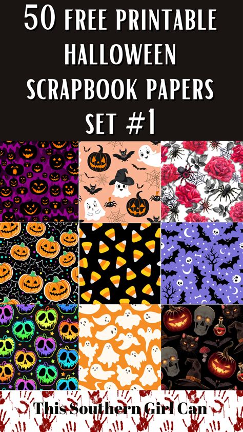 printable halloween scrapbook papers set