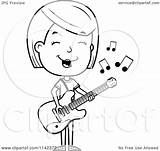 Clipart Adolescent Guitar Playing Teenage Cartoon Girl Vector Coloring Thoman Cory Outlined sketch template